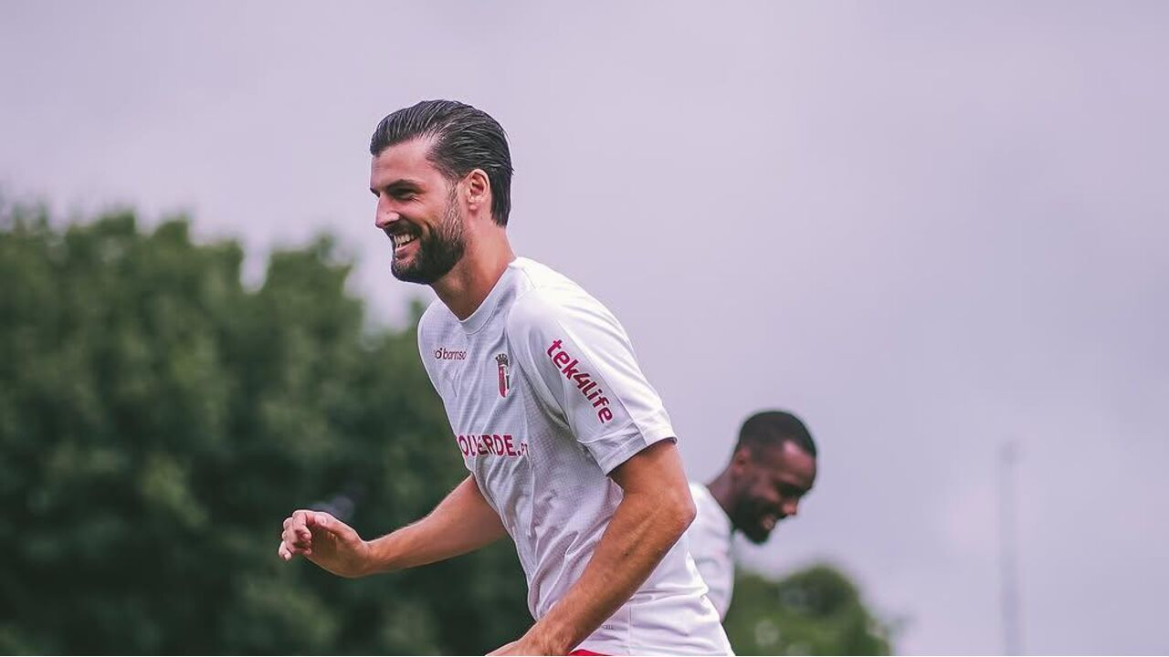 Grillitsch durante o treino do Sp. Braga