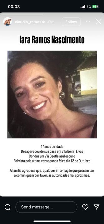 Irmã de Claudio Ramos desaparecida há quase uma semana
