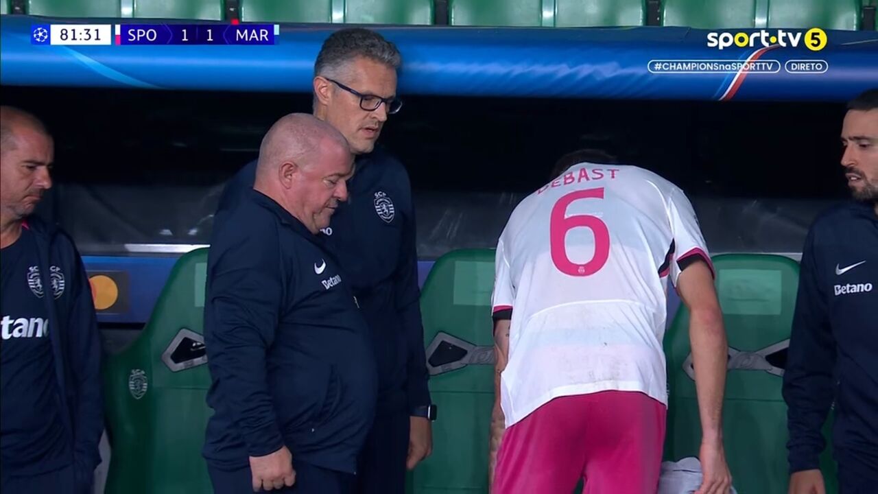 Debast lesionado no jogo entre o Sporting e o Marselha