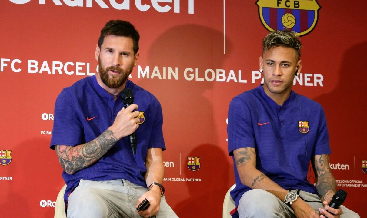 Messi e Neymar do FC Barcelona representam patrocinador