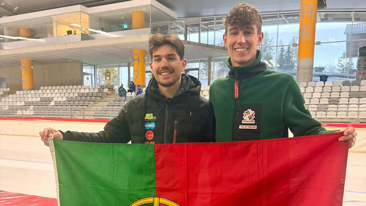 Os patinadores no gelo Afonso Silva e Miguel Bravo