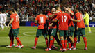 Jogadores de Portugal a festejar