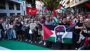 Manifestação pró-Palestina junto à embaixada de Israel em Lisboa