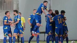 Jogadores da Bósnia a festejar