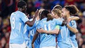 Jogadores da Bélgica a festejar