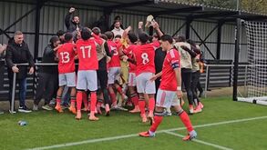Jogadores do Benfica a festejar 