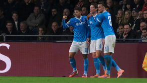 Jogadores do Nápoles a festejar