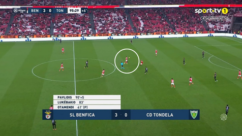 O sprint de Otamendi nos descontos do Benfica-Tondela