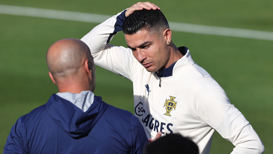 Roberto Martínez com Cristiano Ronaldo no treino da Seleção Nacional