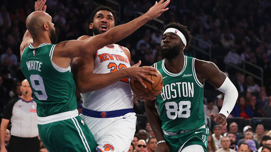 Neemias Queta em ação frente aos New York Knicks