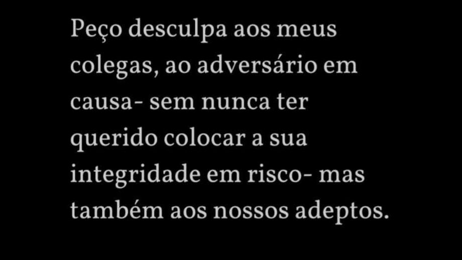Excerto da publicação de José Bica, onde o avançado assume a culpa pelo lance da expulsão