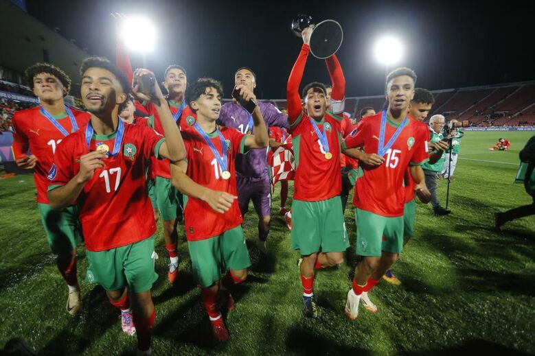 Seleção de Marrocos celebra conquista do Mundial de Sub-20