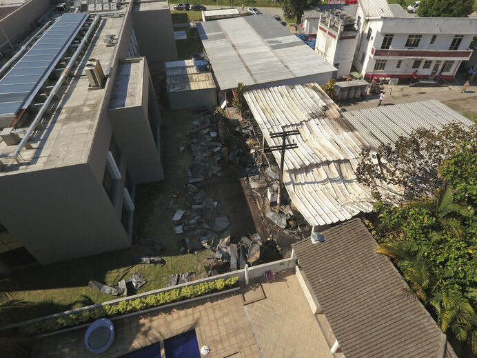 Vista aérea das instalações do Flamengo depois do incêndio que vitimou 10 jovens
