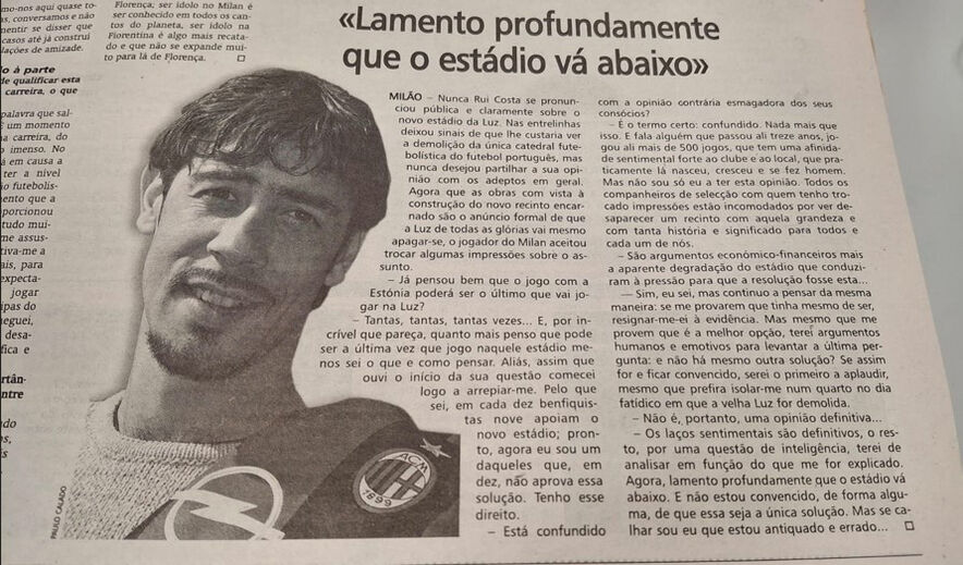 A entrevista de Rui Costa a Record em 2001
