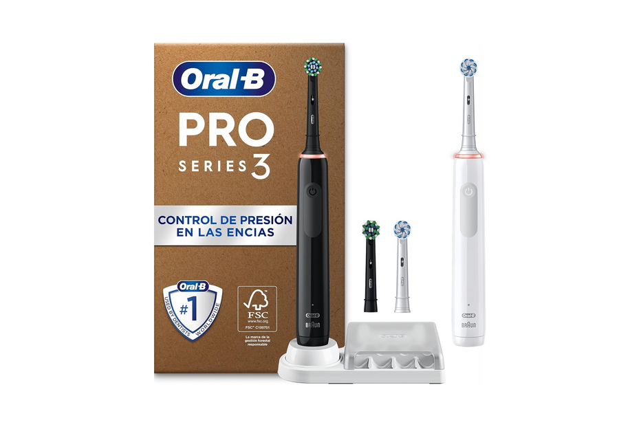 Oral-B Pro 3: Pack 2 Escovas Elétricas + 4 Cabeças