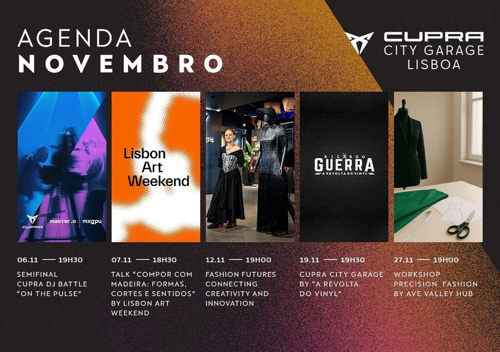 Agenda de novembro na Cupra City Garage em Lisboa com vários eventos