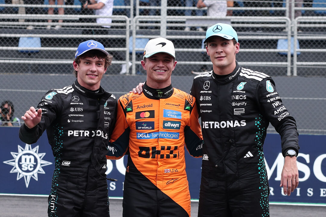 Lando Norris vence corrida sprint no GP de São Paulo, com Antonelli e Russell no pódio