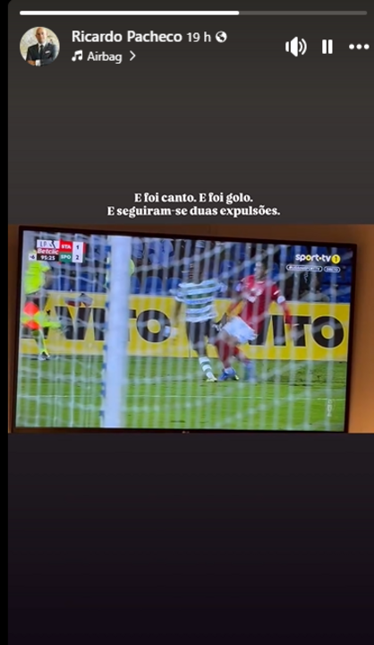 Reação de Ricardo Pereira ao erro de arbitragem