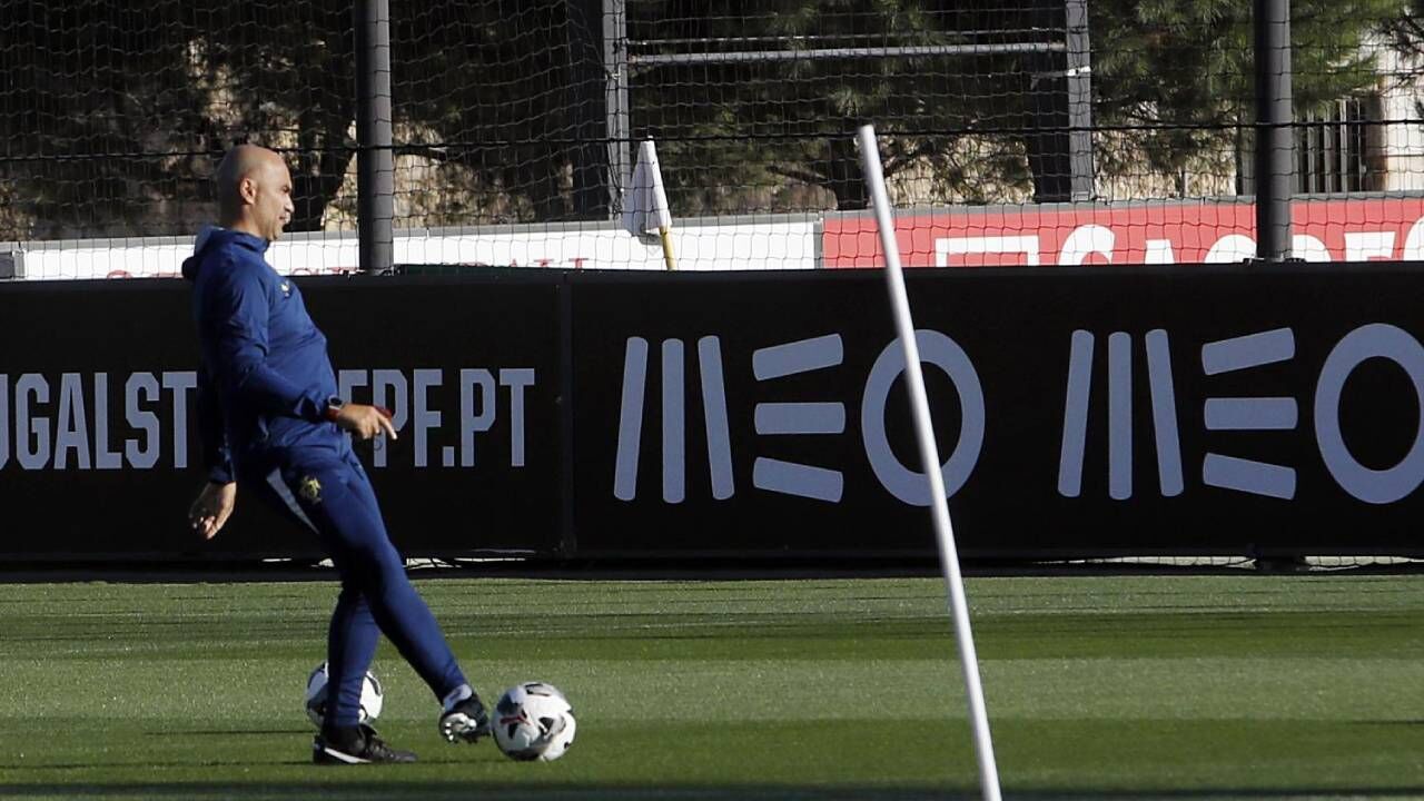 Roberto Martínez durante o treino da Seleção Nacional