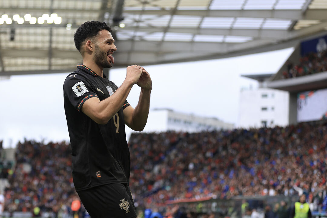 Gonçalo Ramos a festejar golo marcado à Arménia