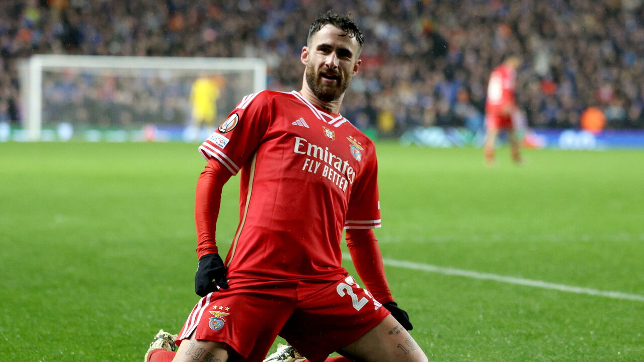 Rafa em ação com a camisola do Benfica frente ao Rangers