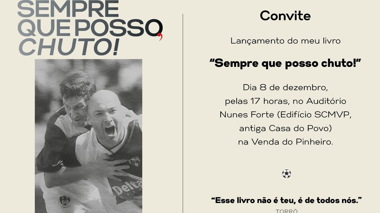 João Pedro Roberto lança livro "Sempre que posso, chuto!" dia 8 de dezembro, na Venda do Pinheiro