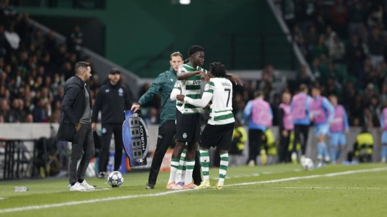 Salvador Blopa celebra estreia na Liga dos Campeões com o Sporting