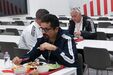 José Mourinho no refeitório do Benfica Campus, ao lado de jogadores e treinadores das equipas de formação