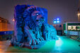 Leão gigante da Playstation erguido em Alvalade, Portugal