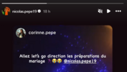 O 'storie' de Corinne Pépé, partilhado pelo irmão, Nicolas