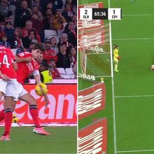 <![CDATA[ O polémico penálti que permitiu ao Casa Pia reduzir na Luz: Trubin defendeu... e Tomás Araújo fez autogolo na recarga ]]>