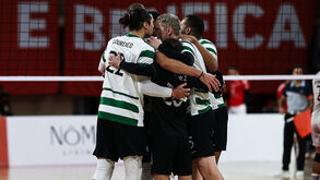 Jogadores do Sporting a festejar 