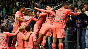 Os festejos dos jogadores do FC Porto após o golo de Deniz Gül em Moreira de Cónegos