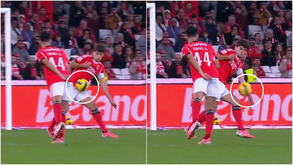 Os dois momentos do penálti assinalado a António Silva