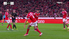 Jogo entre SL Benfica e Club Brugge, com o resultado de 2-0 aos 62 minutos