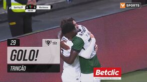 O cabeceamento de Trincão que deu vantagem ao Sporting frente ao Marinhense