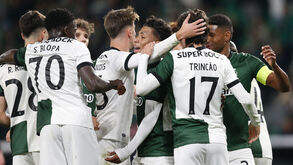 Jogadores do Sporting a festejar