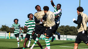 Jogadores do Sporting a festejar