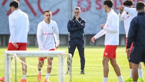 Carlos Vicens no treino desta quarta-feira, ainda em Braga