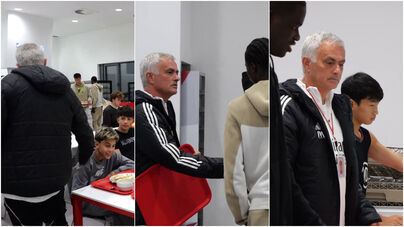 «'Tá bom, 'tá bom»: a visita de José Mourinho ao refeitório do Benfica Campus
