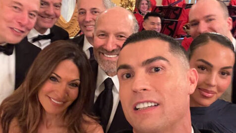 Cristiano Ronaldo com Elon Musk e Infantino na visita à Casa Branca