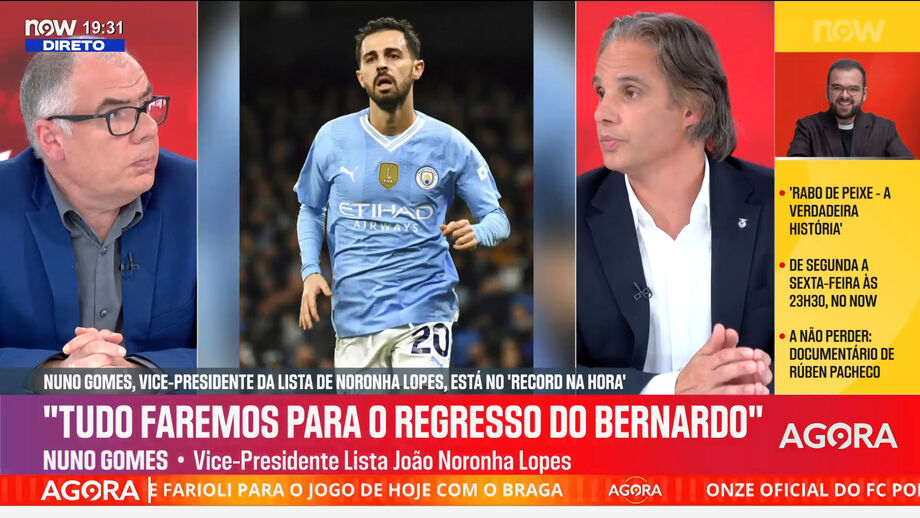 A resposta de Nuno Gomes, vice-presidente na lista de Noronha Lopes, no programa 'Record na Hora', no NOW