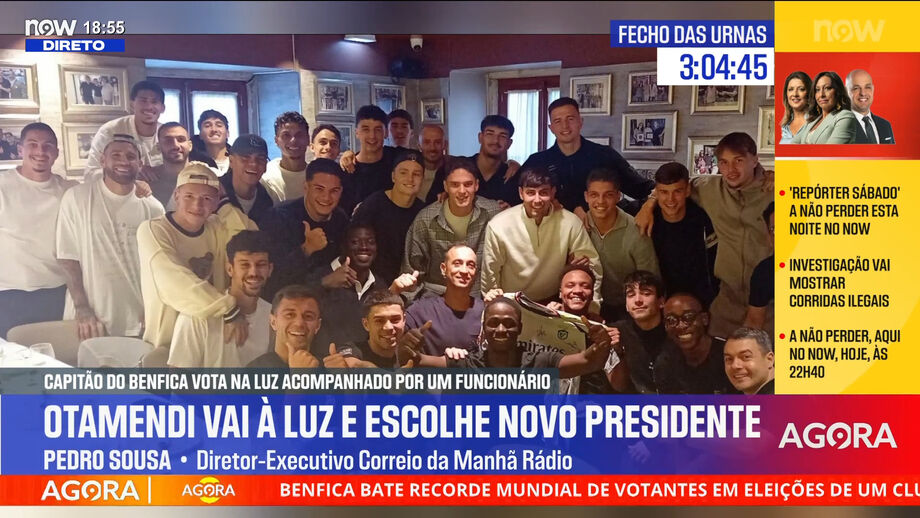 Analisa o facto de Otamendi ter votado à tarde na Luz e ainda a fotografia do plantel do Benfica num almoço