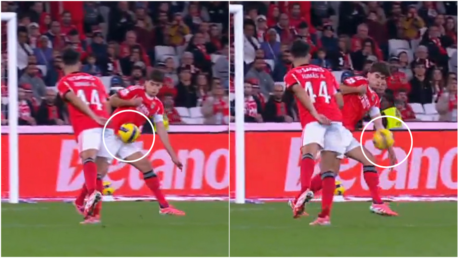 Os dois momentos do penálti assinalado a António Silva