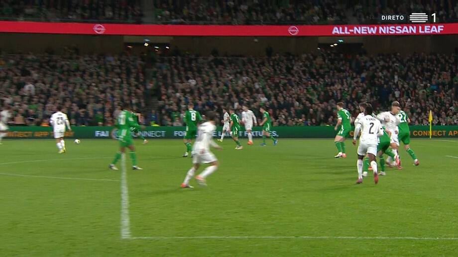 Lance entre Cristiano Ronaldo e jogador da Irlanda