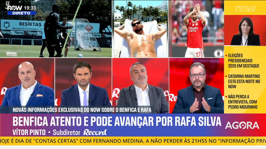 Sérgio Krithinas, Pedro Sousa e Vítor Pinto em debate no programa 'Record na Hora' no Now