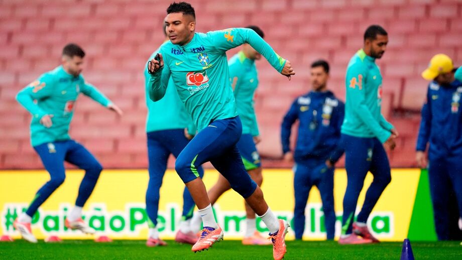 Casemiro, jogador do Brasil, durante treino