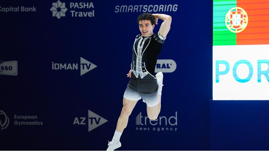 Rui Cansado e Nádia Almeida nas finais do Europeu de ginástica aeróbica no Azerbaijão