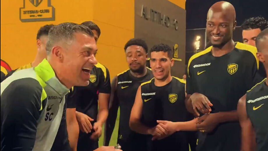 Momento de boa disposição no treino