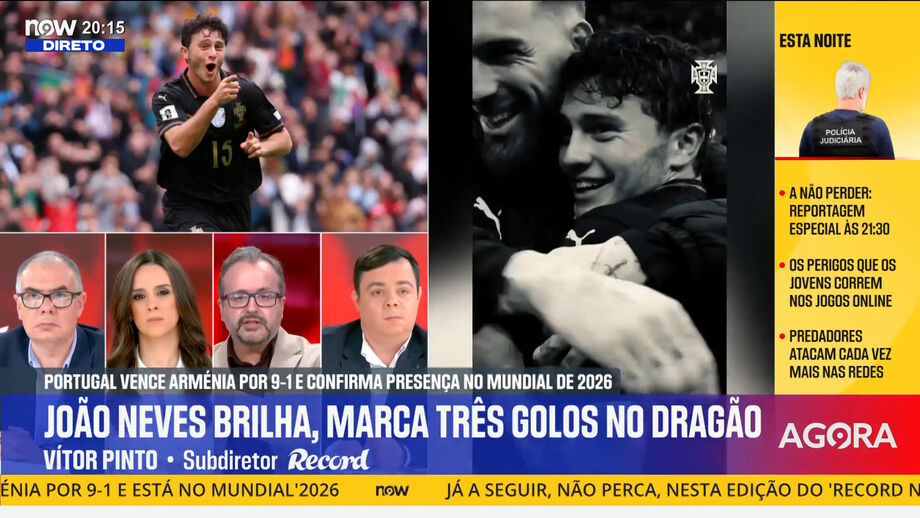 Subdiretor de Record analisa ascensão do médio e a exibição na goleada com a Arménia